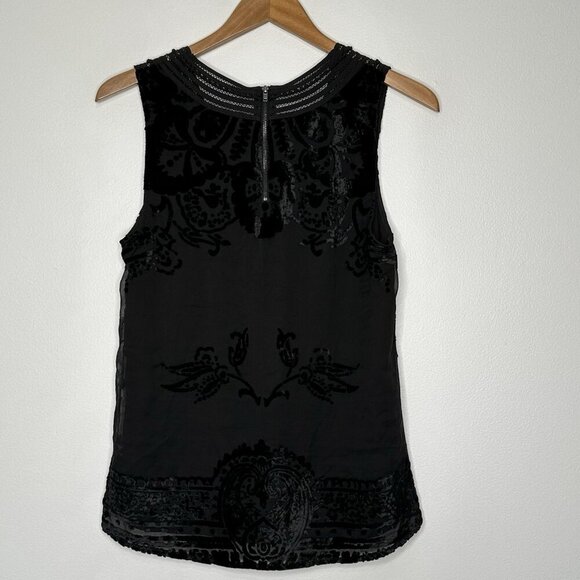 Anthropologie Meadow Rue Top Small Fanya Black Velvet Burnout Whimsigoth - Picture 4 of 11
